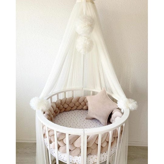 Wooden Baby Round Cot-White