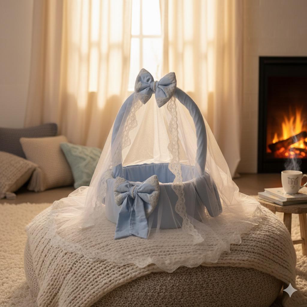 Luxury Cotton Baby Basket- Sky Blue