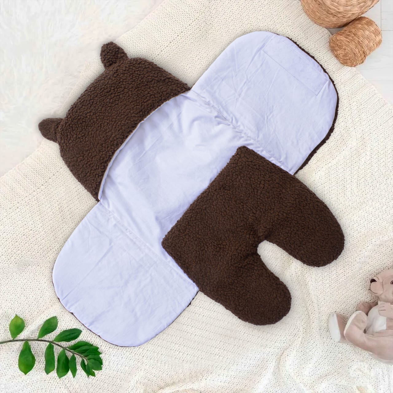 Winter Baby Swaddle Leggy/ Baby Blanket Wrap Quilted-Brown