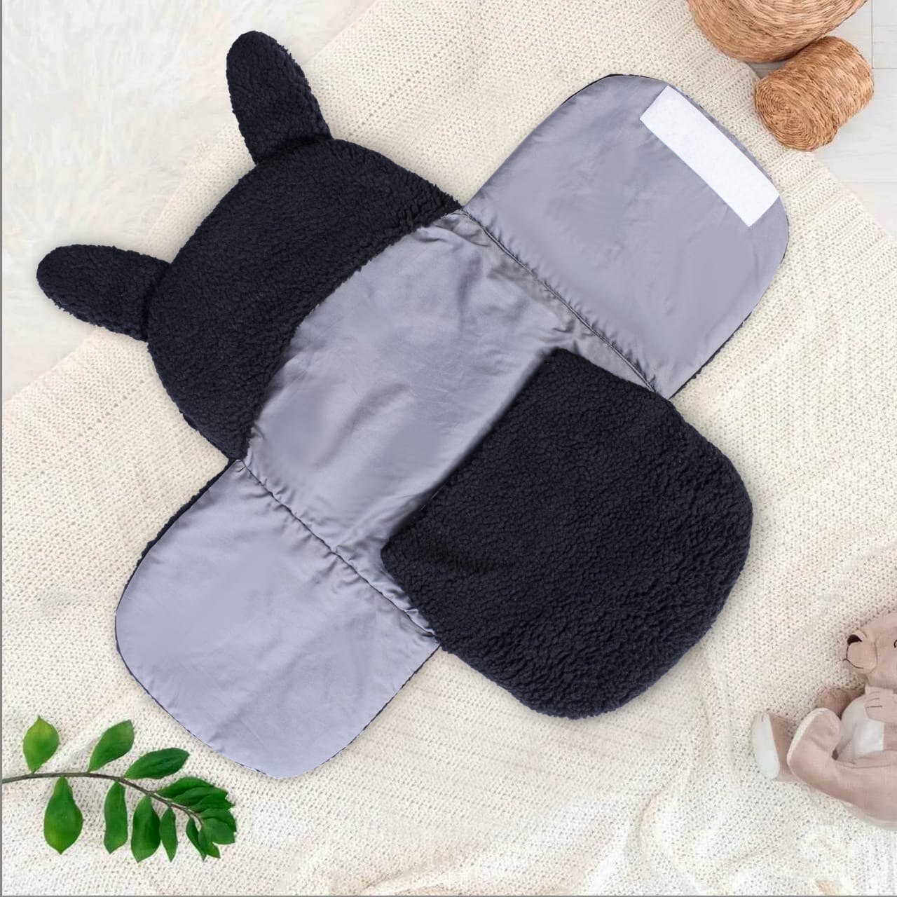 Winter Baby Swaddle/ Baby Blanket Wrap Quilted-Black