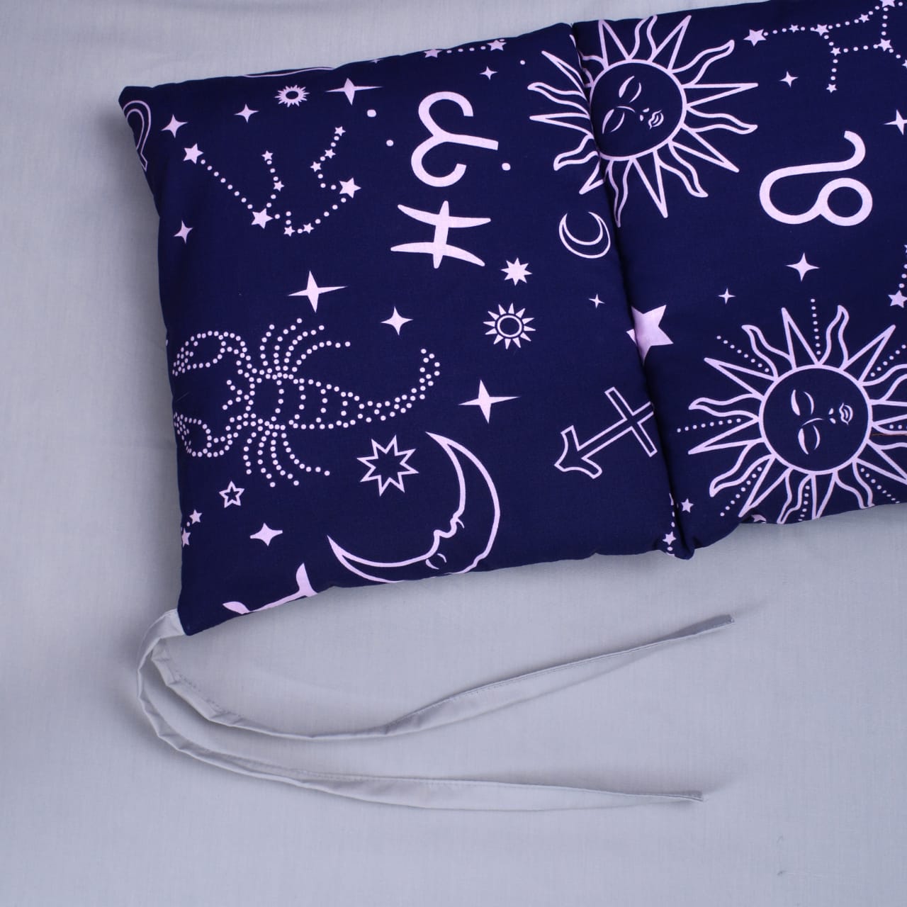 Sunshine Printed Baby Cot Set-9 pcs- Blue & Gray