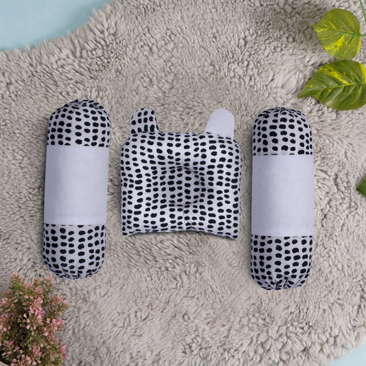 New Born Baby Soft Neck Support Pillow and Head Pillow-White Dotted