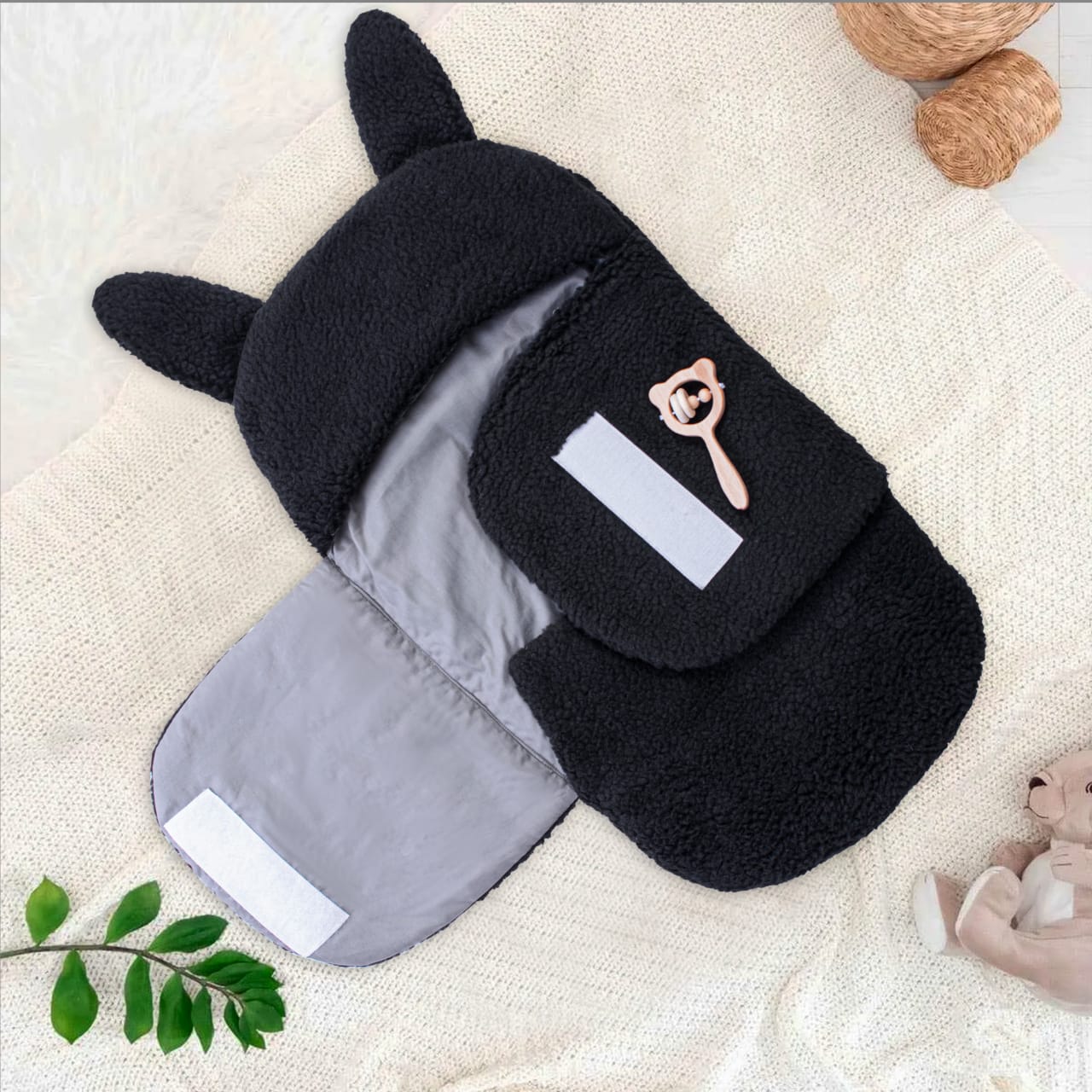 Winter Baby Swaddle/ Baby Blanket Wrap Quilted-Black