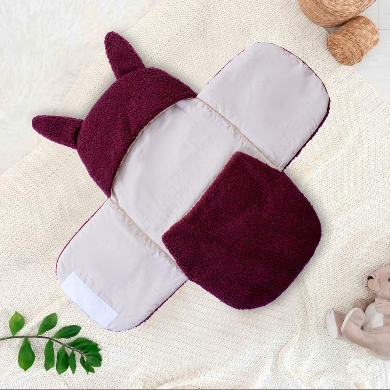 Winter Baby Swaddle/ Baby Blanket Wrap Quilted-Maroon