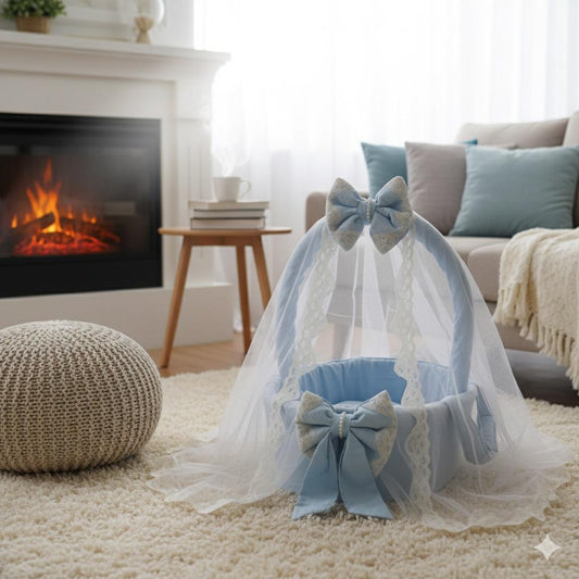 Luxury Cotton Baby Basket- Sky Blue