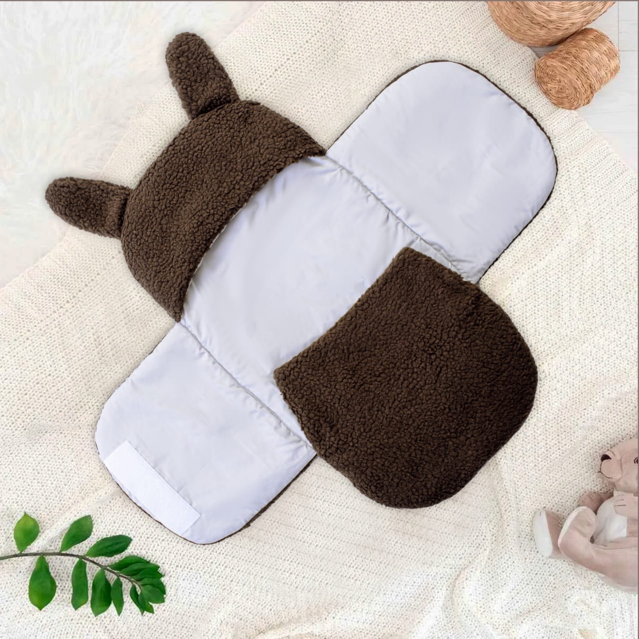 Winter Baby Swaddle/ Baby Blanket Wrap Quilted-Brown