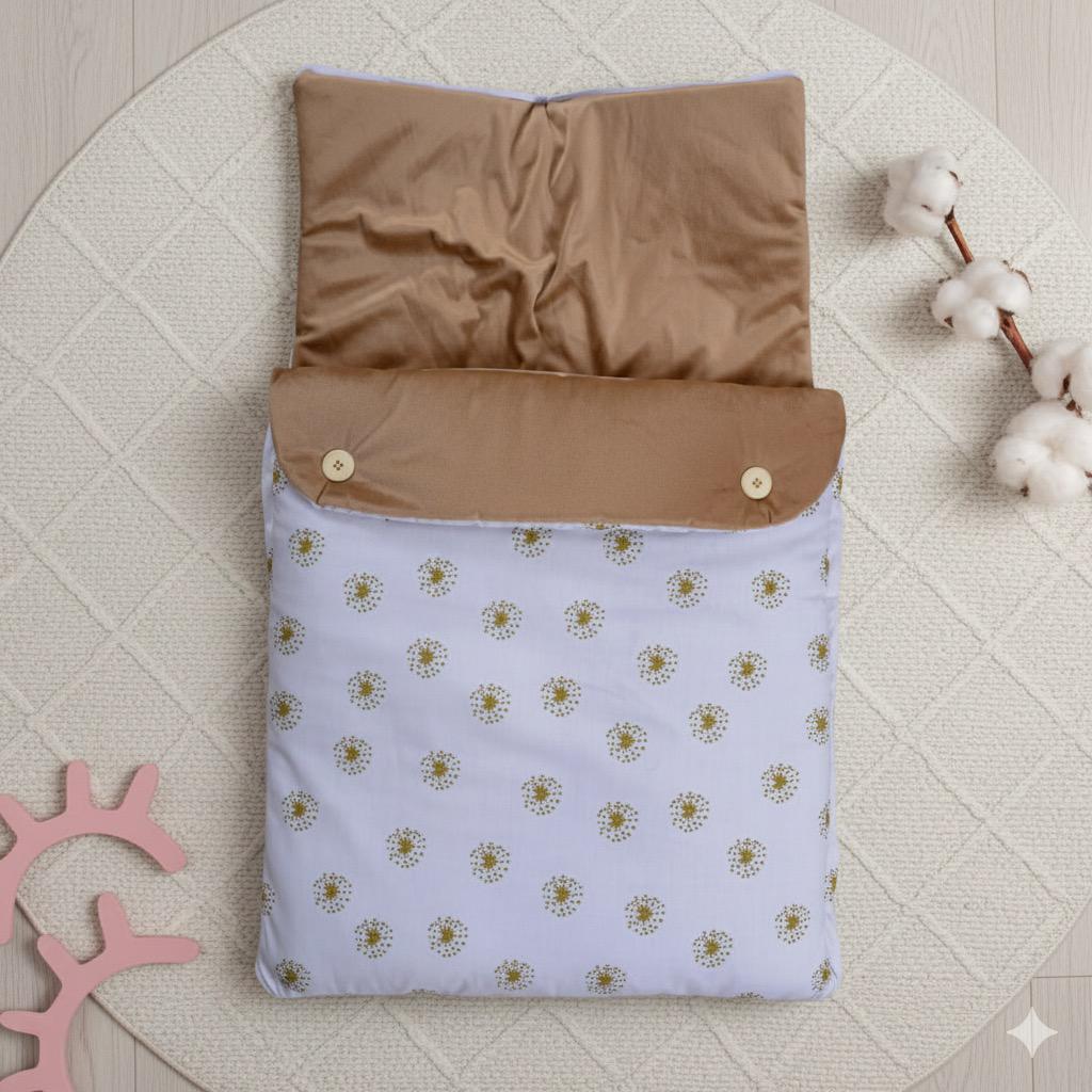 Velvet Hooded Baby Carry Nest-Floral Brown