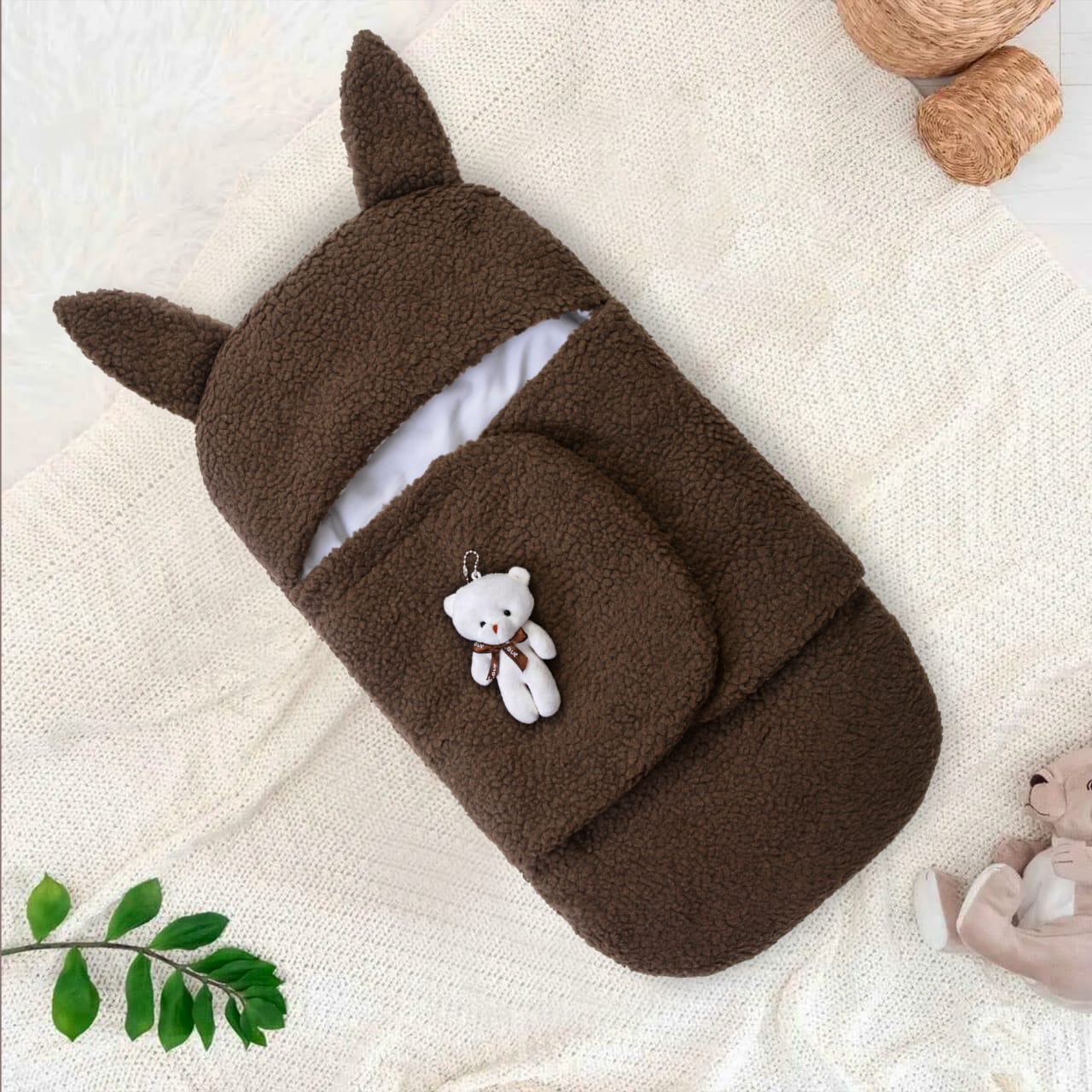 Winter Baby Swaddle/ Baby Blanket Wrap Quilted-Brown