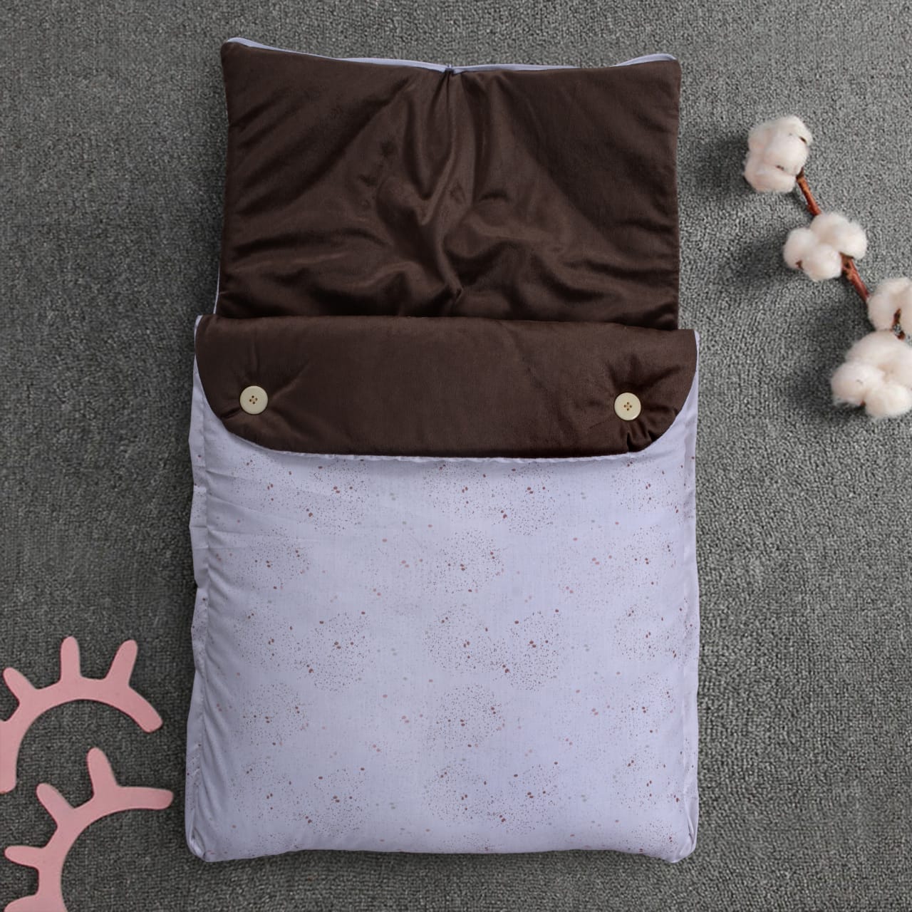 Velvet Hooded Baby Carry Nest-Dotted Brown