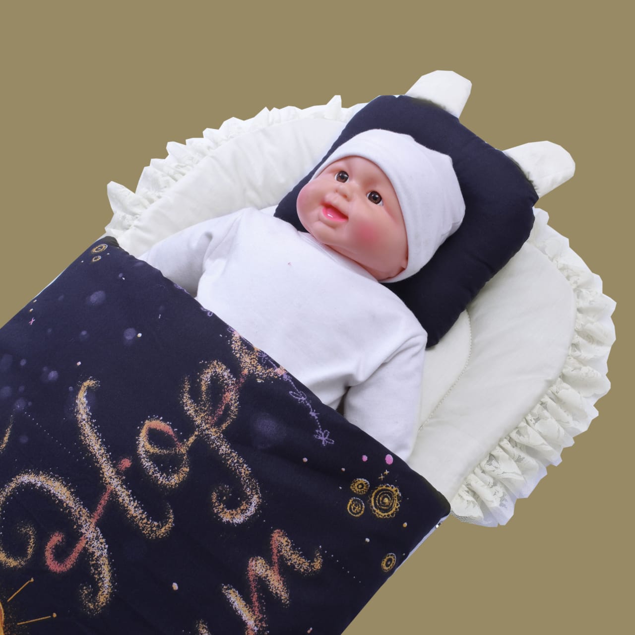 Cotton Printed Baby Carry Nest with Pillows-Dream