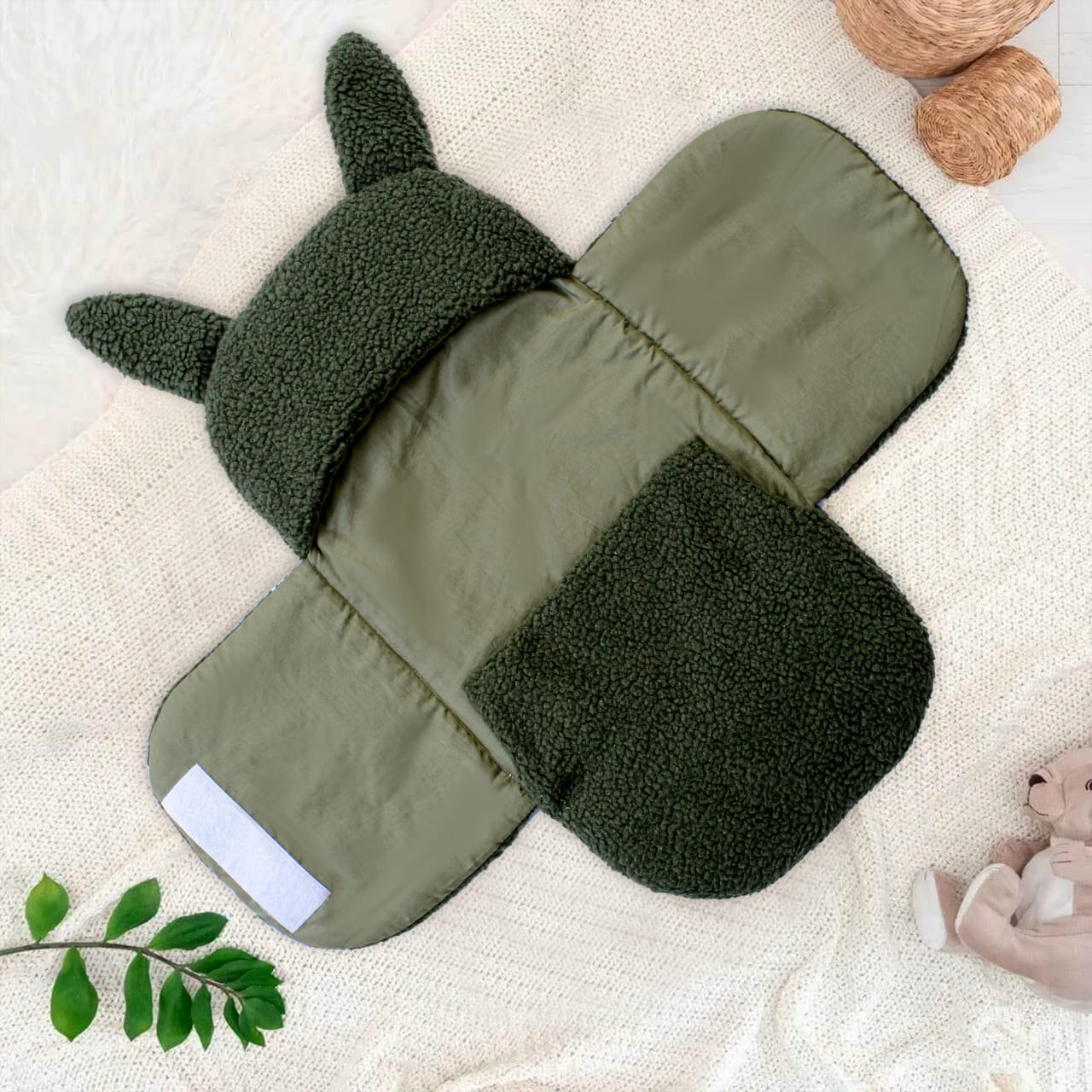 Winter Baby Swaddle/ Baby Blanket Wrap Quilted-Green