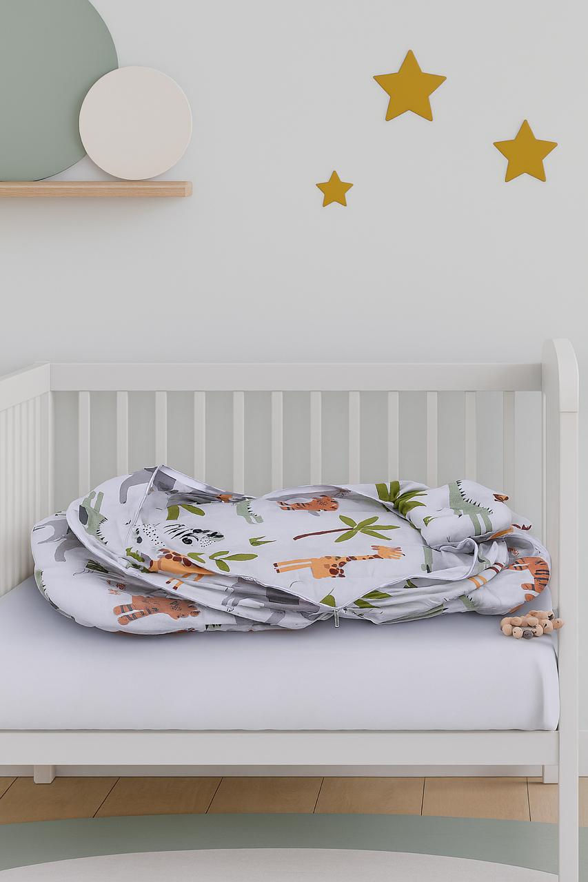 Printed Baby Mosquito Net with Pillow-Gray Jungle