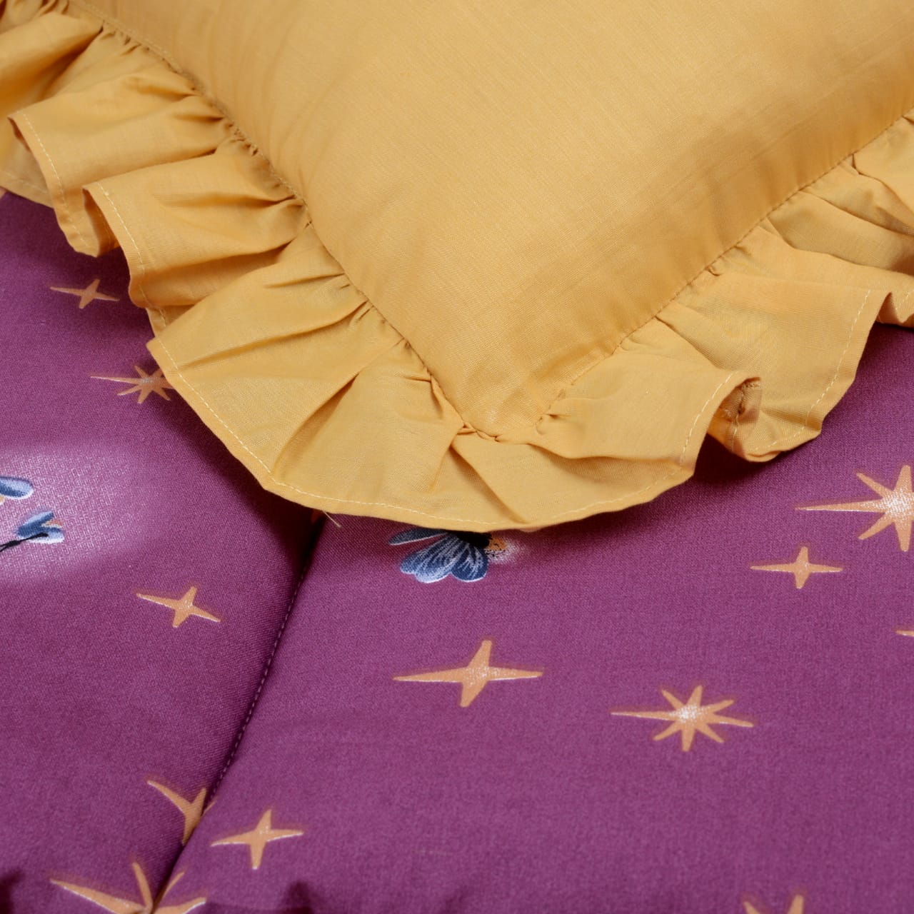 Printed Baby Cot Set-9 pcs-Golden Fireflies