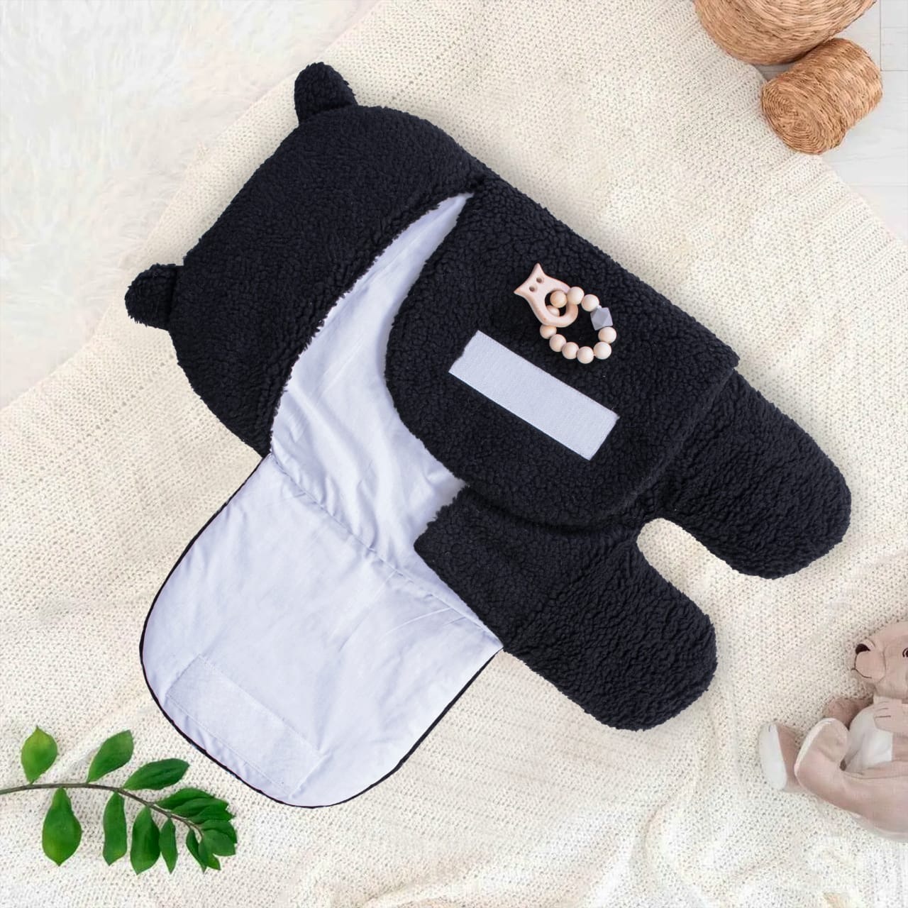 Winter Baby Swaddle Leggy/ Baby Blanket Wrap Quilted-Black