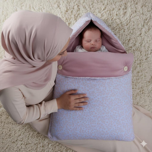 Velvet Hooded Baby Carry Nest-Little Pink Branches