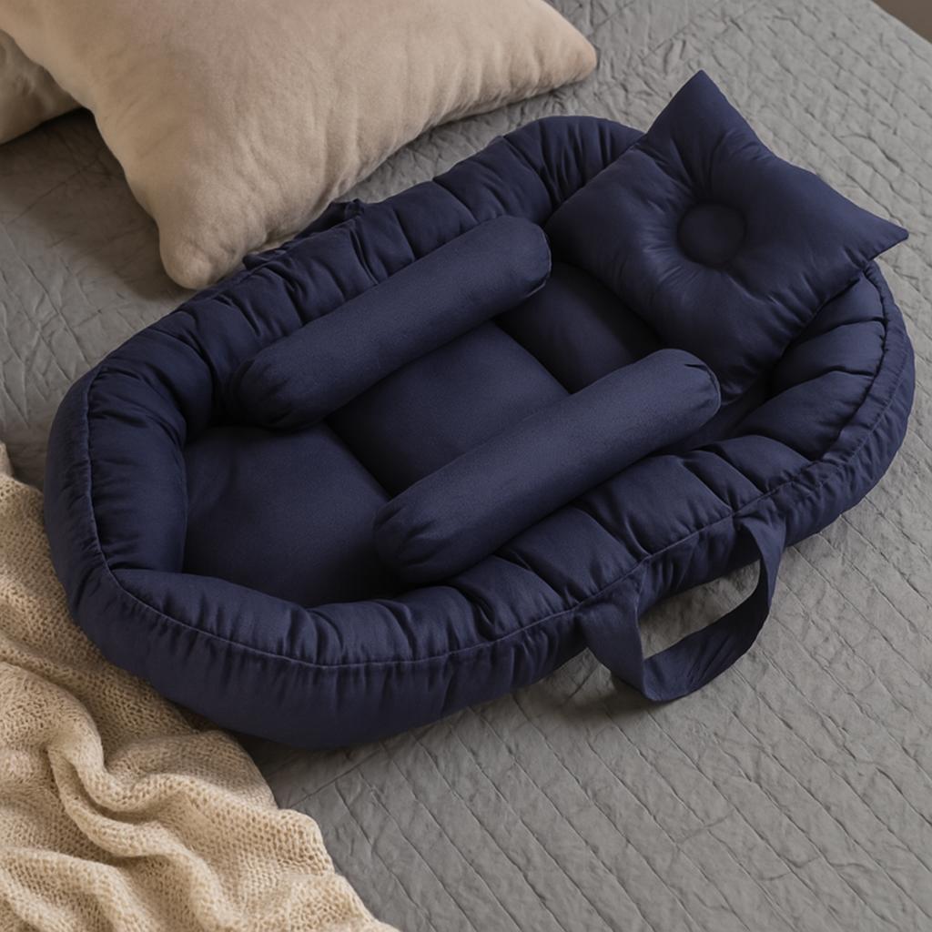 Cotton Baby Nest- 4 Pcs- Navy Blue