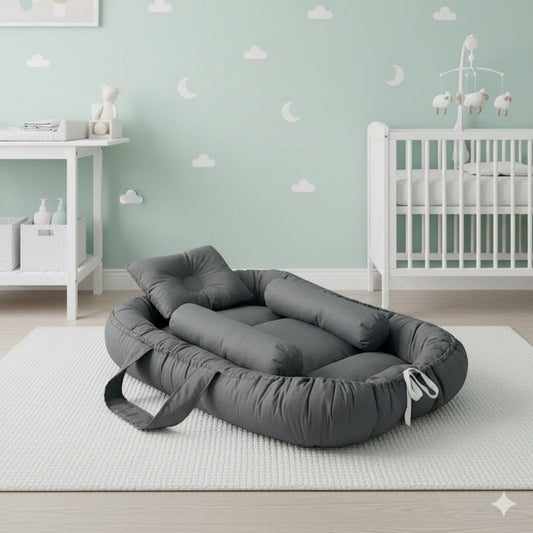 Cotton Baby Nest- 4 Pcs- Dark Gray