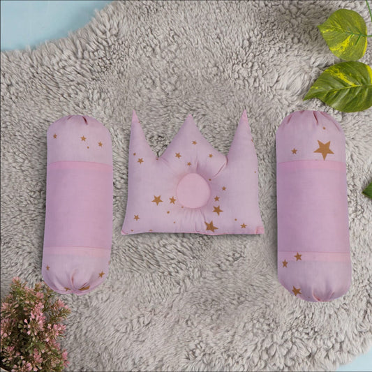 New Born Baby Soft Neck Support Pillow and Head Pillow-Pink Star