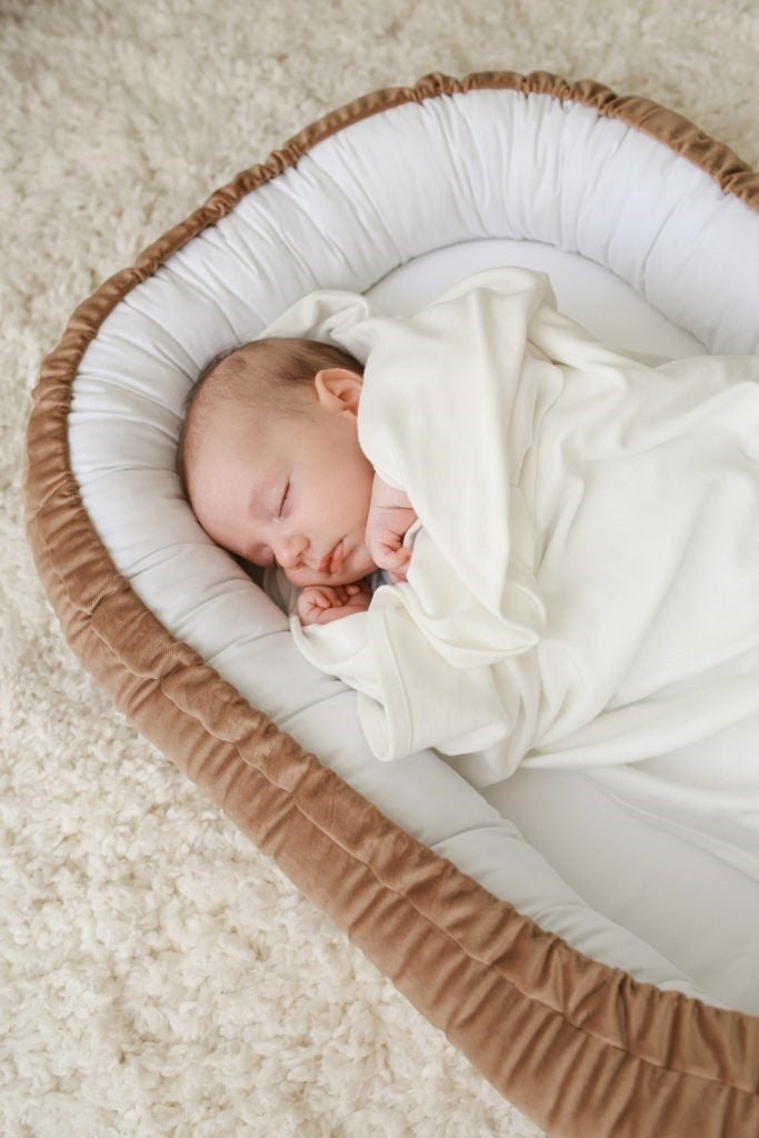 Velvet/ Cotton Baby Nest- White & Brown