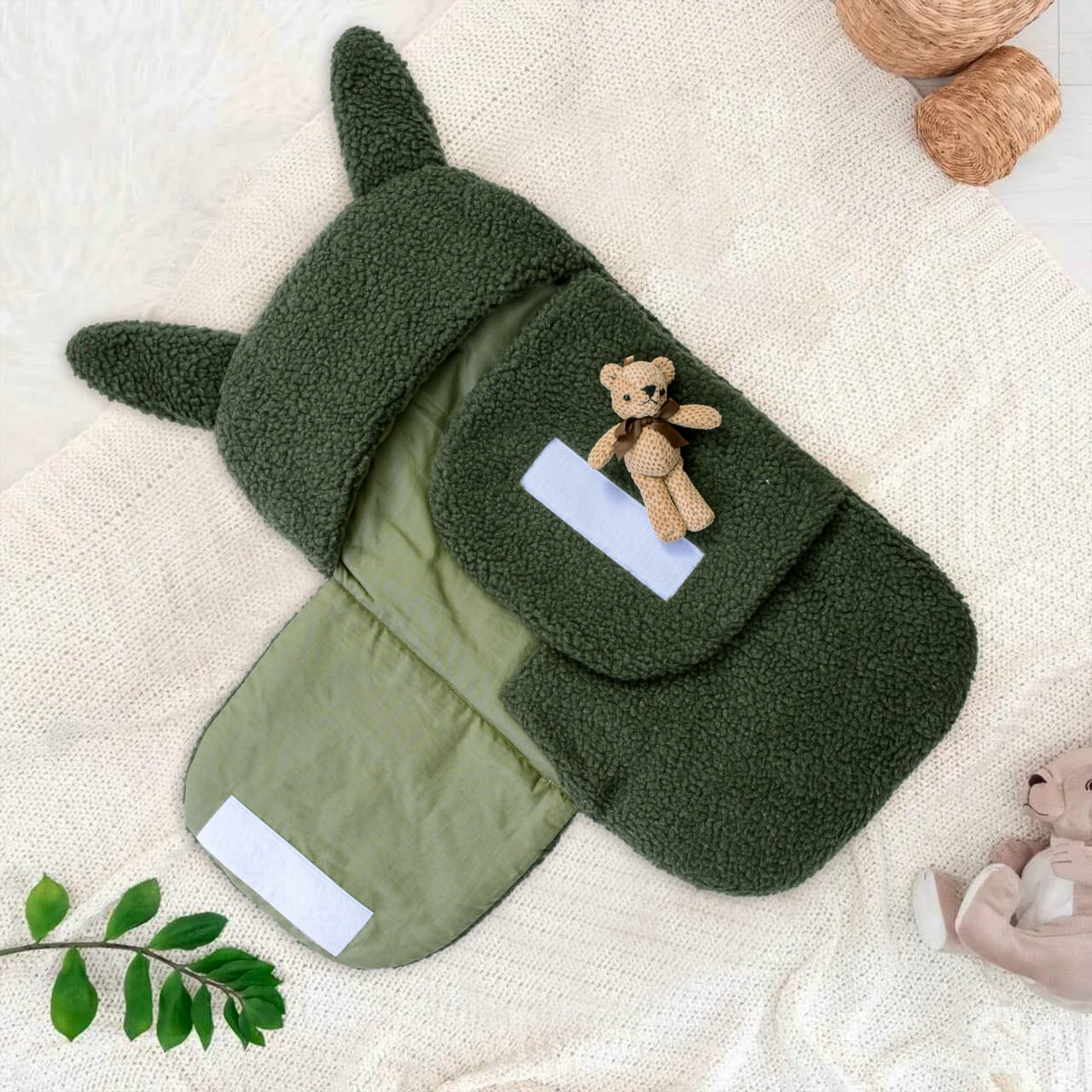 Winter Baby Swaddle/ Baby Blanket Wrap Quilted-Green