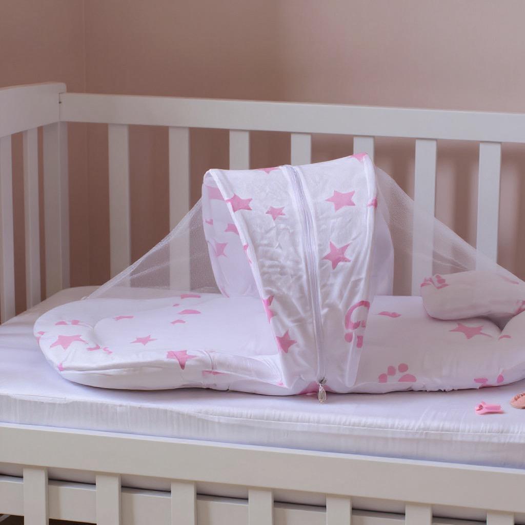 Printed Baby Mosquito Net with Pillow-White Star