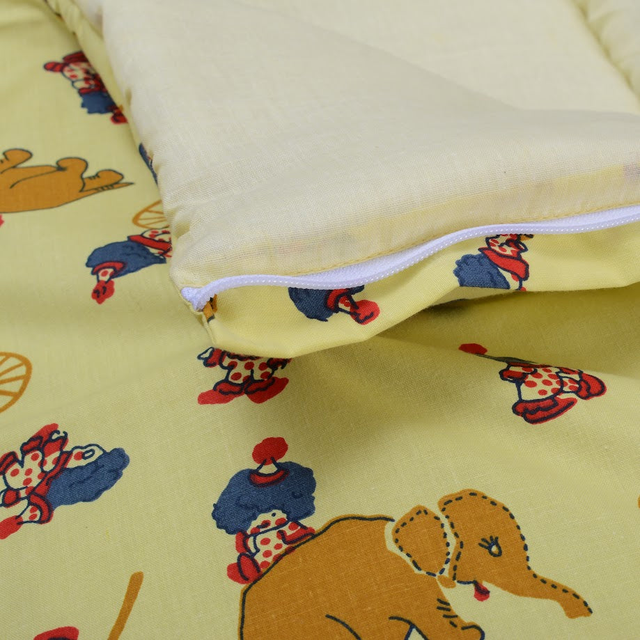 Cotton Printed Baby Carry Nest with Pillows-Yellow