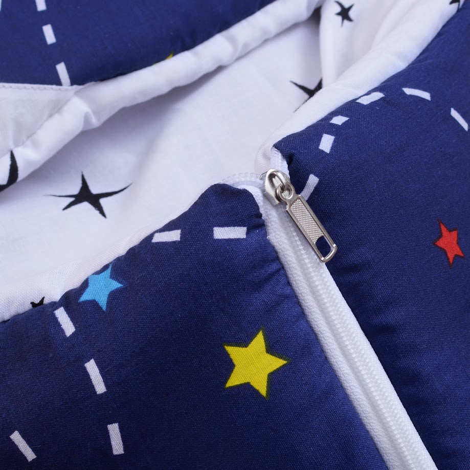 Cotton Printed Baby Carry Nest with Pillows-Blue