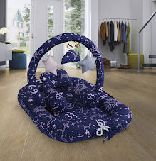 Sun Shine Printed Baby Bed Set-7 Pcs-Blue