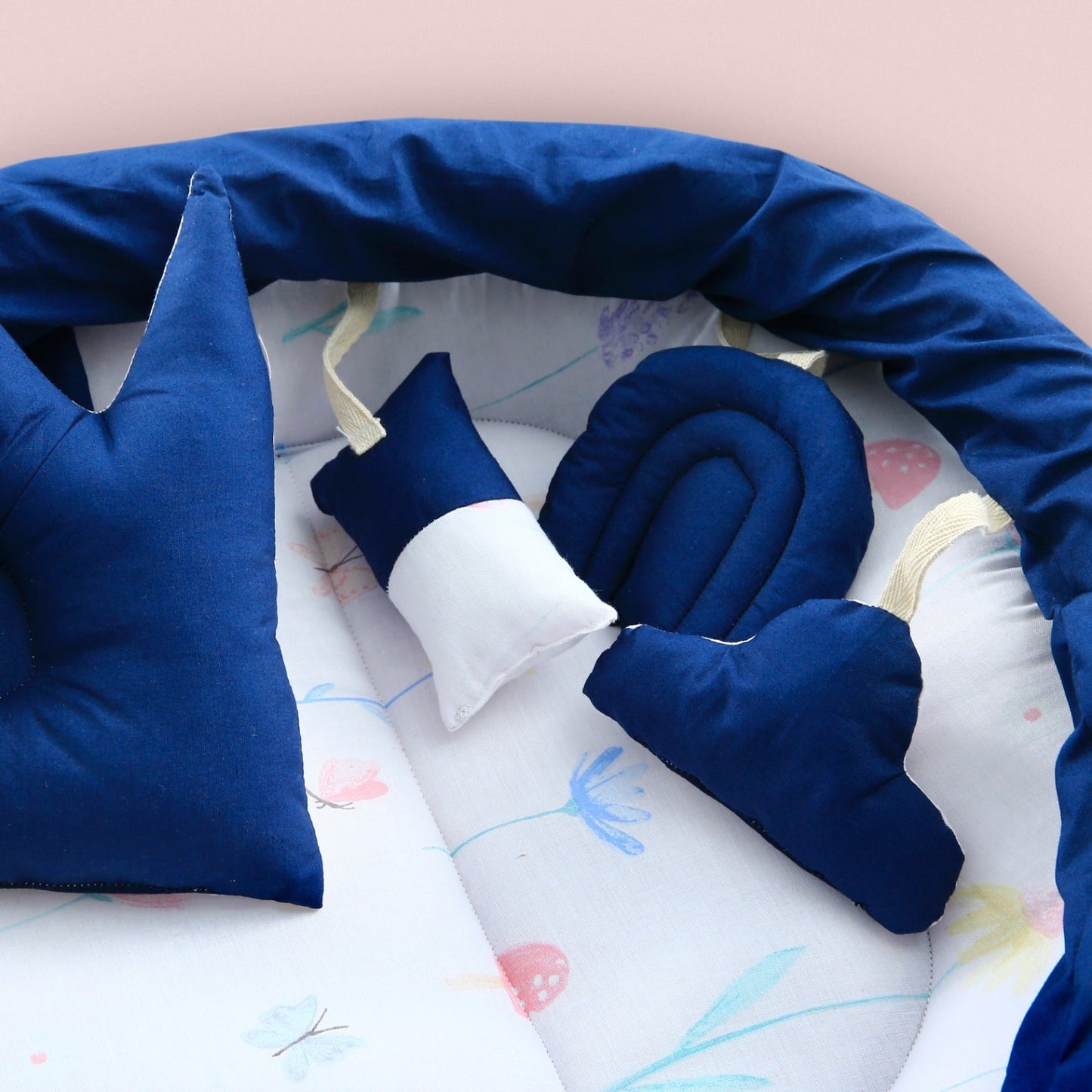 Cotton Baby Nest with Foldable Sleeping Bag- Blue