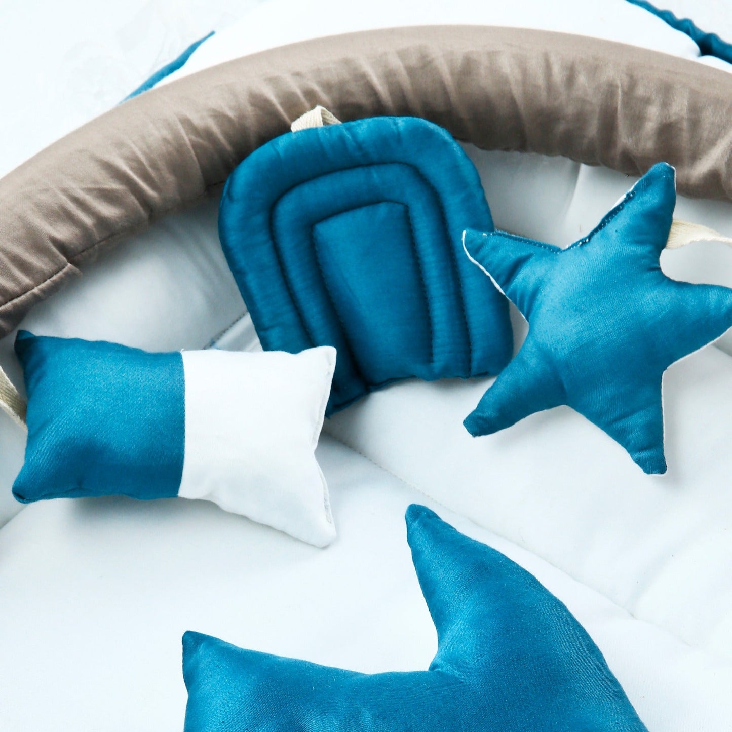 Cotton Satin Baby Nest with Foldable Sleeping Bag- Teal