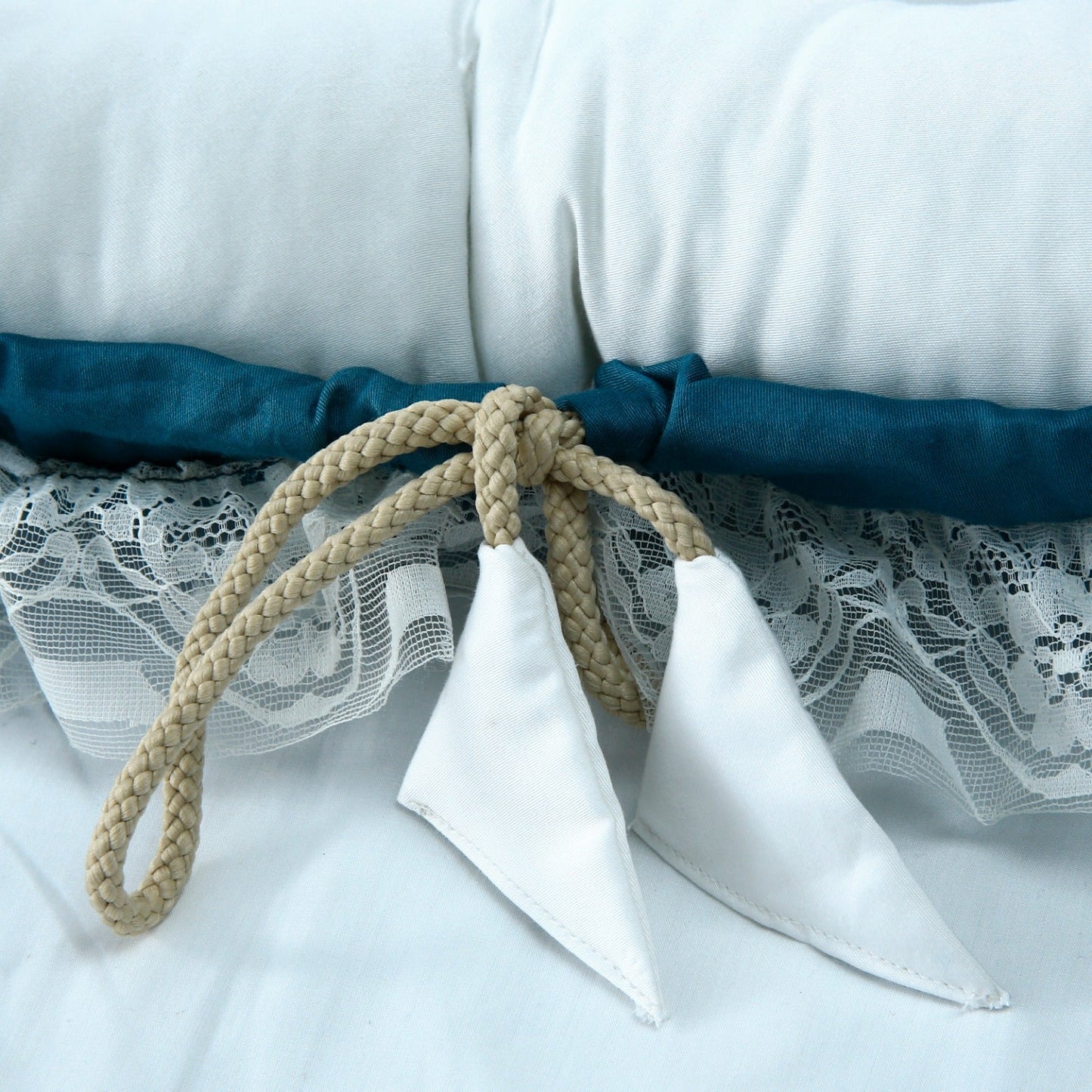 Cotton Satin Baby Nest with Foldable Sleeping Bag- Teal