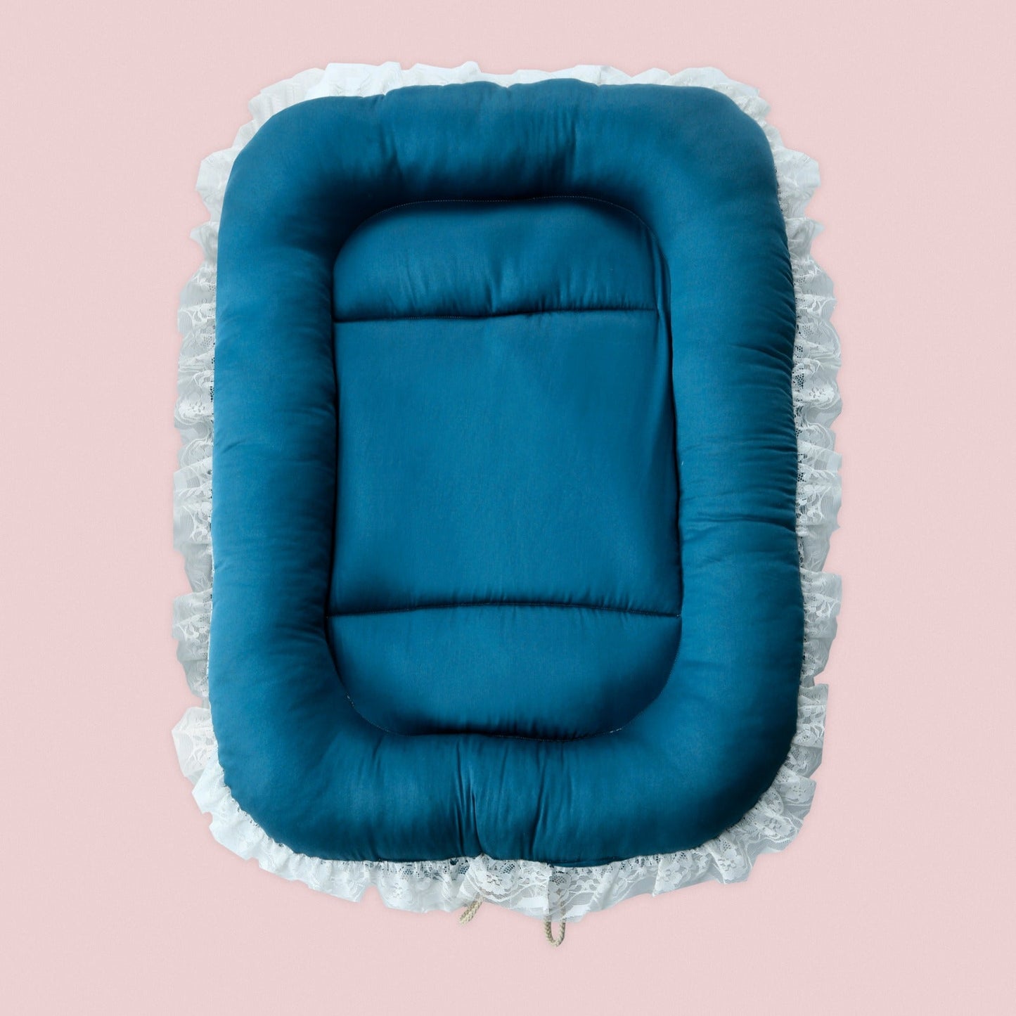 Cotton Satin Baby Nest with Foldable Sleeping Bag- Teal