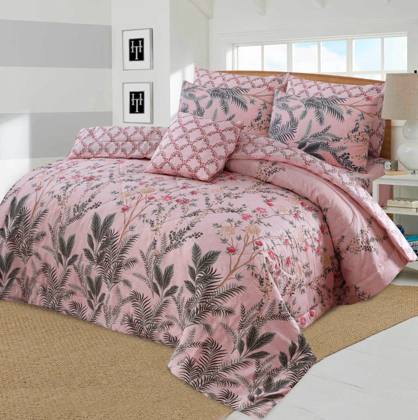 S.G PINK COTTON COMFORTER SET-7PCS