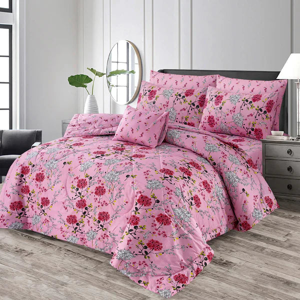PINK FLOR COTTON COMFORTER SET-7PCS