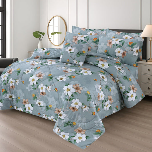 EMBRIODERYY COTTON COMFORTER SET-7PCS