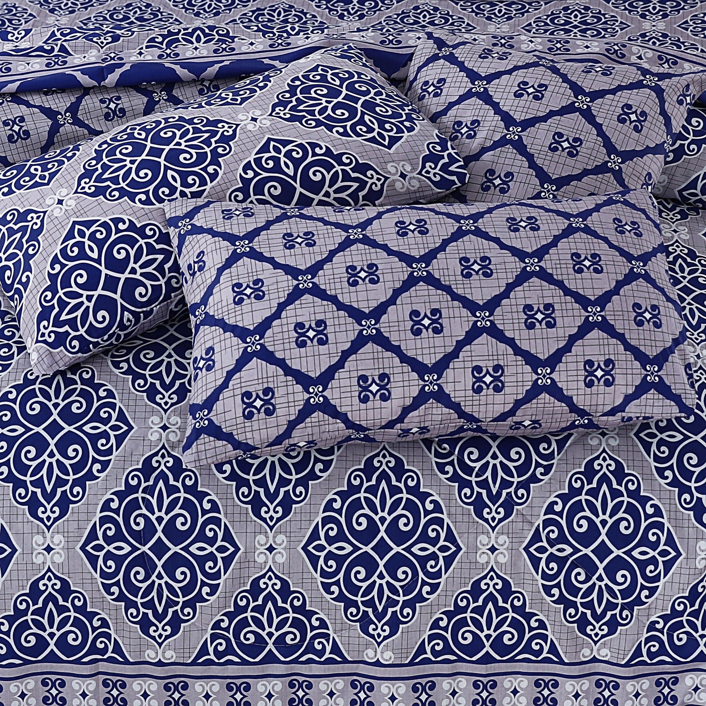 BLUE VERCASE ASH-1021  COTTON COMFORTER SET-7PCS