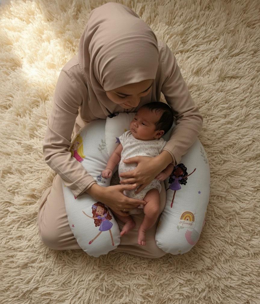 Printed Cotton Baby Nursing Pillow with Removable Cover & Head Pillow-Little Dolls