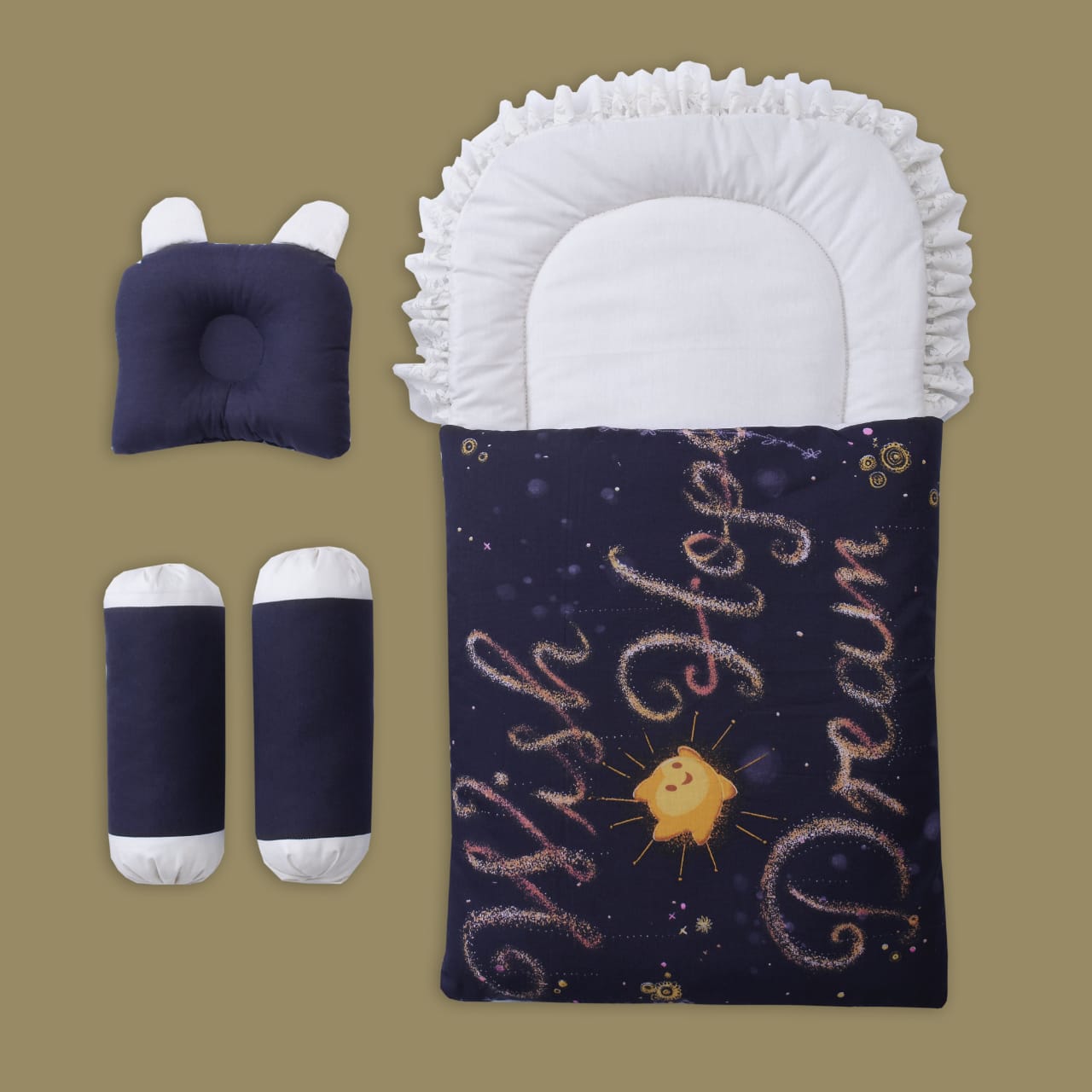 Cotton Baby Bed Set-7 pcs- Blue Dream