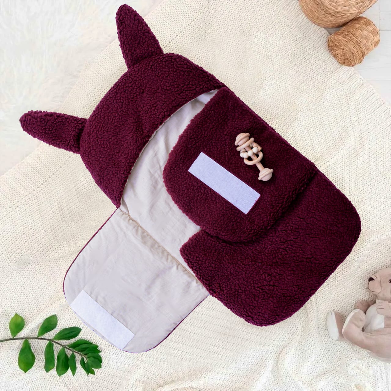 Winter Baby Swaddle/ Baby Blanket Wrap Quilted-Maroon