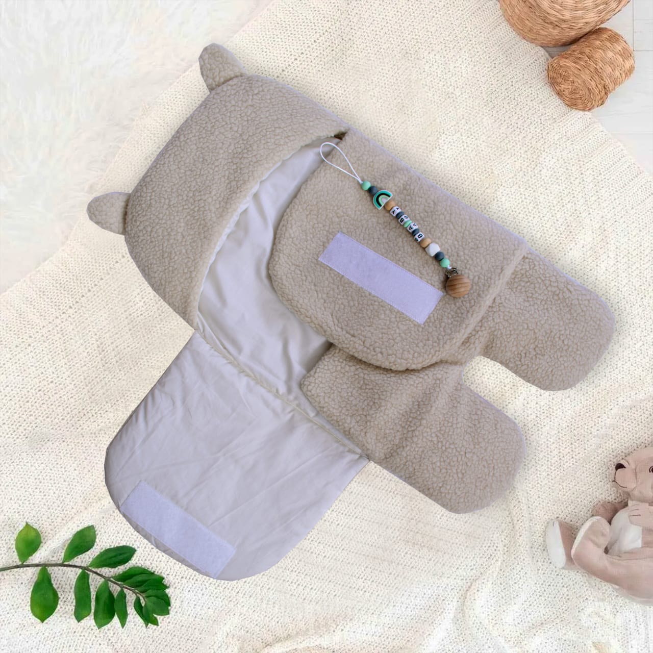 Winter Baby Swaddle Leggy/ Baby Blanket Wrap Quilted-Off white