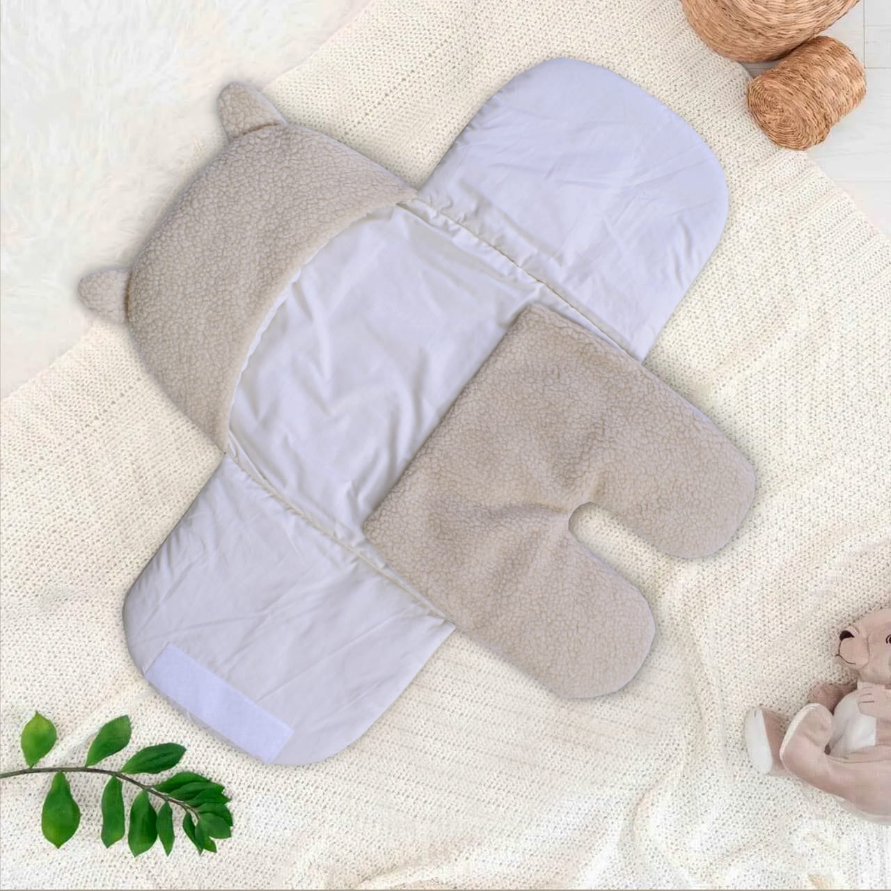 Winter Baby Swaddle Leggy/ Baby Blanket Wrap Quilted-Off white