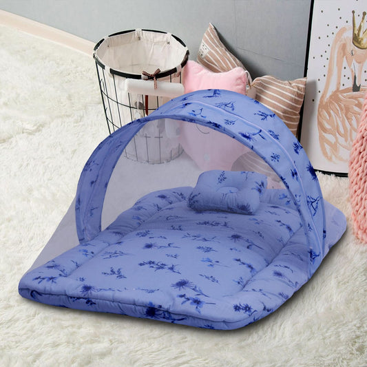Printed Cotton Baby Mosquito Net with Pillow-Sky Floral