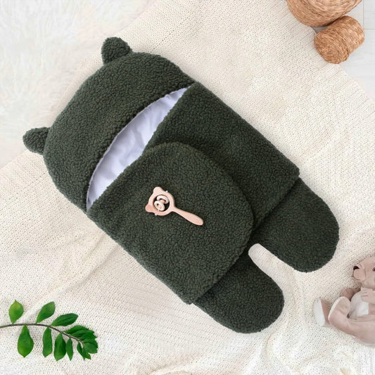 Winter Baby Swaddle Leggy/ Baby Blanket Wrap Quilted-Green