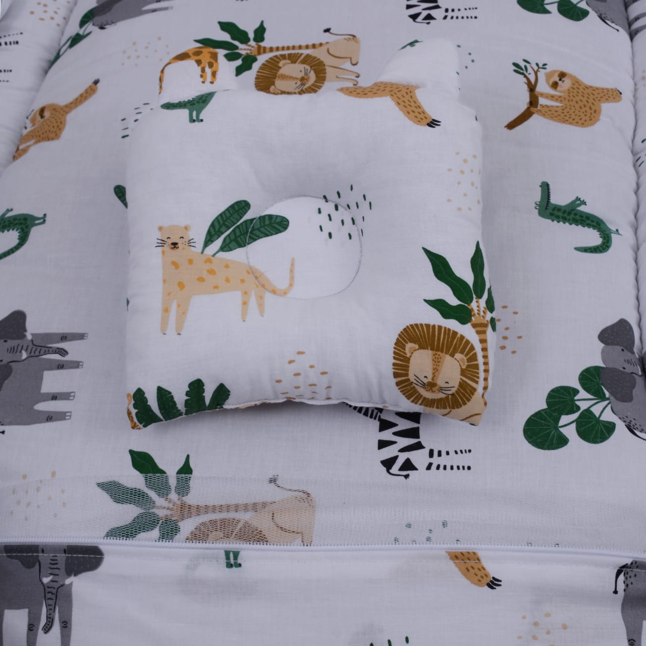 Printed Cotton Baby Mosquito Net with Pillow-White Forest