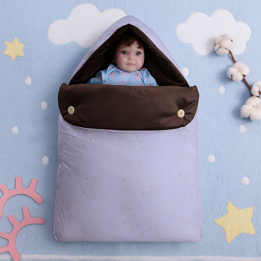 Velvet Hooded Baby Carry Nest-Dotted Brown