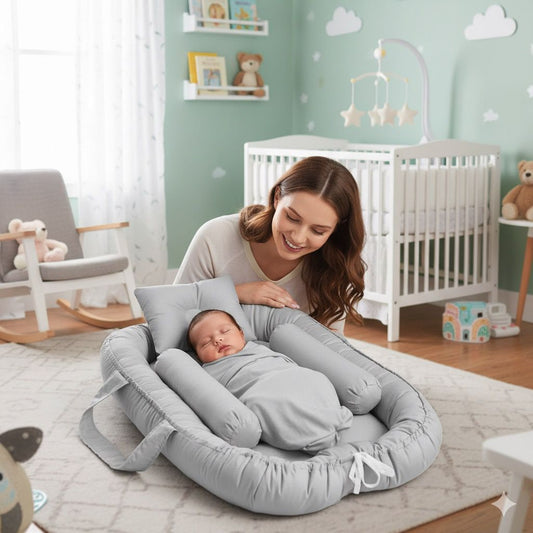 Cotton Baby Nest- 4 Pcs-Light Gray