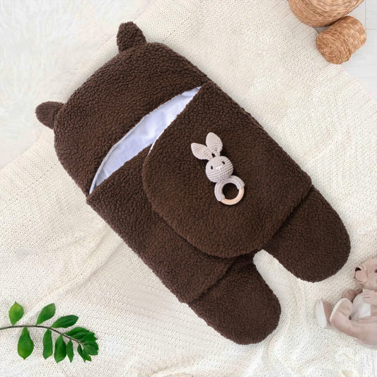 Winter Baby Swaddle Leggy/ Baby Blanket Wrap Quilted-Brown