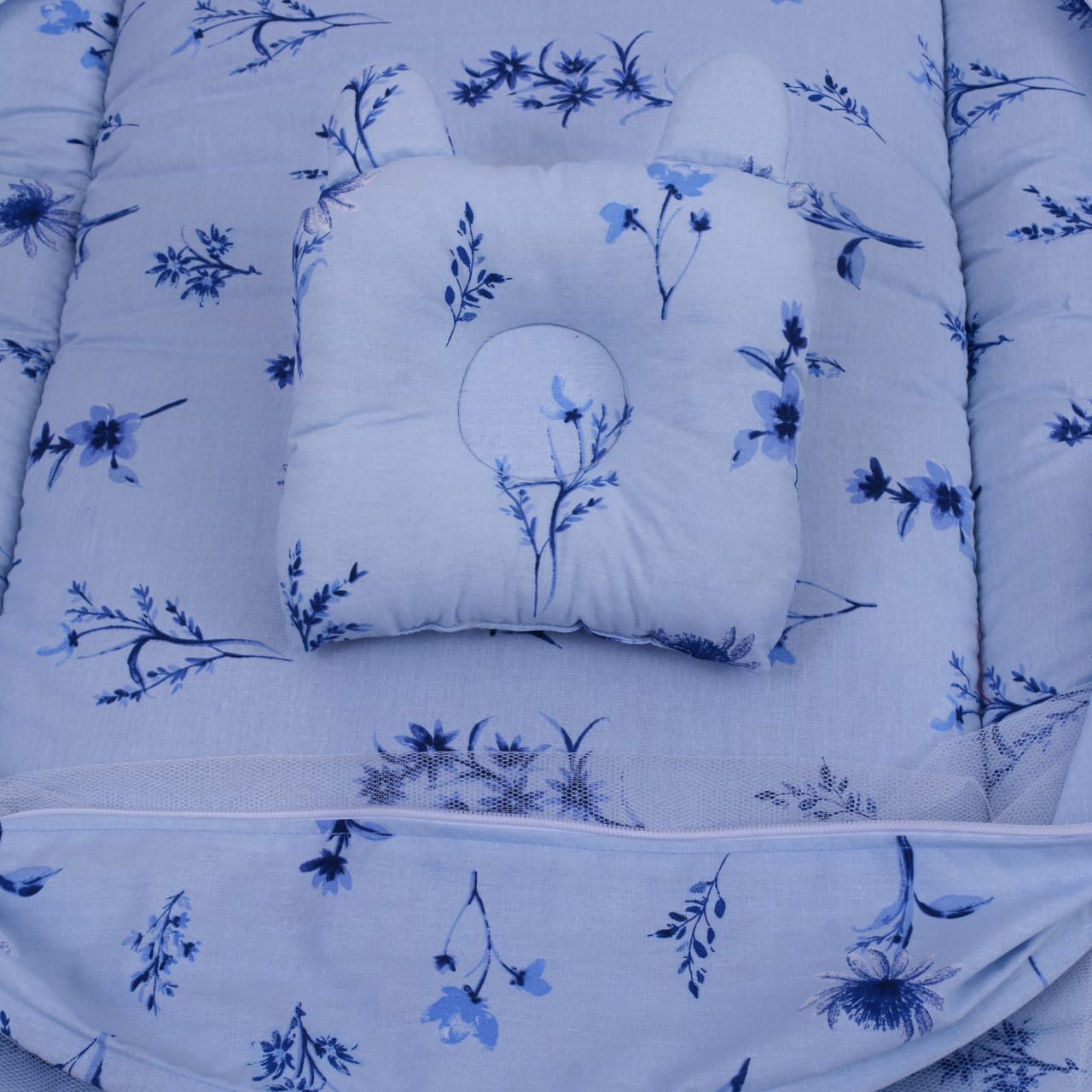 Printed Cotton Baby Mosquito Net with Pillow-Sky Floral