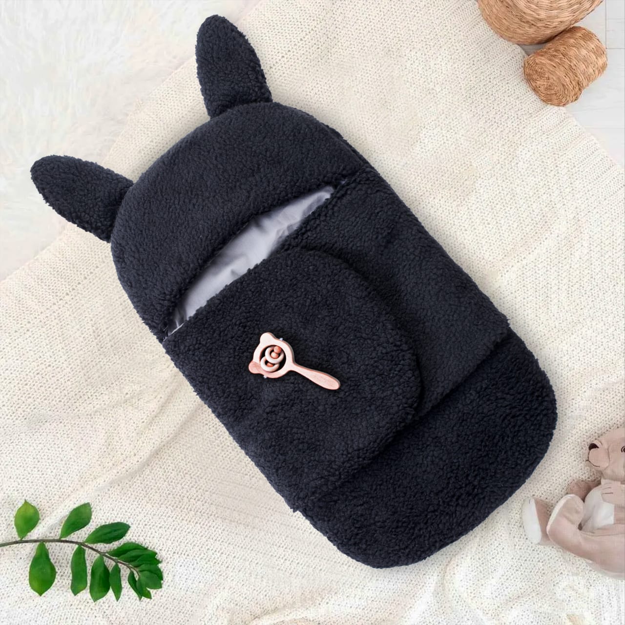 Winter Baby Swaddle/ Baby Blanket Wrap Quilted-Black