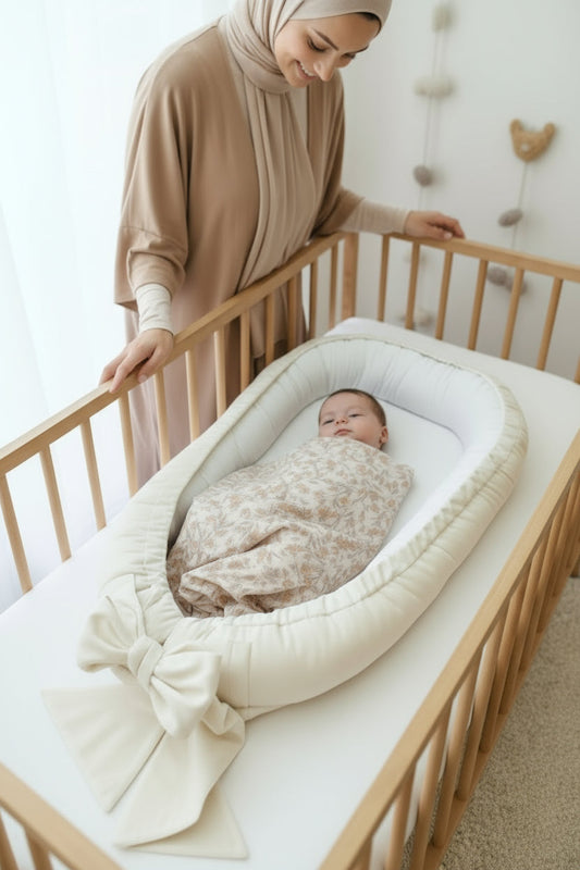 Velvet/ Cotton Baby Nest- White & Off white